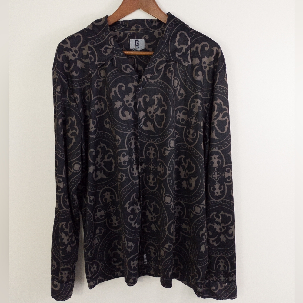 Vintage Guess Barocco Casual Long Sleeve Button Down Shirt Size Large